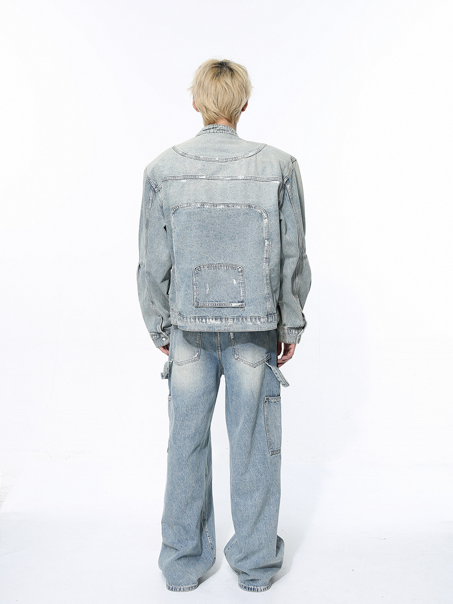 Mtlclothes ropa de Hombre | 2024 Four Seasons New American High Street retro suelo residuos estilo tendencia Denim traje