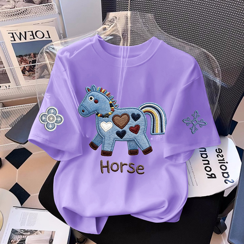 2026新款女童短袖纯棉T恤夏季印花女孩卡通上衣t恤宝宝中大童半袖详情2