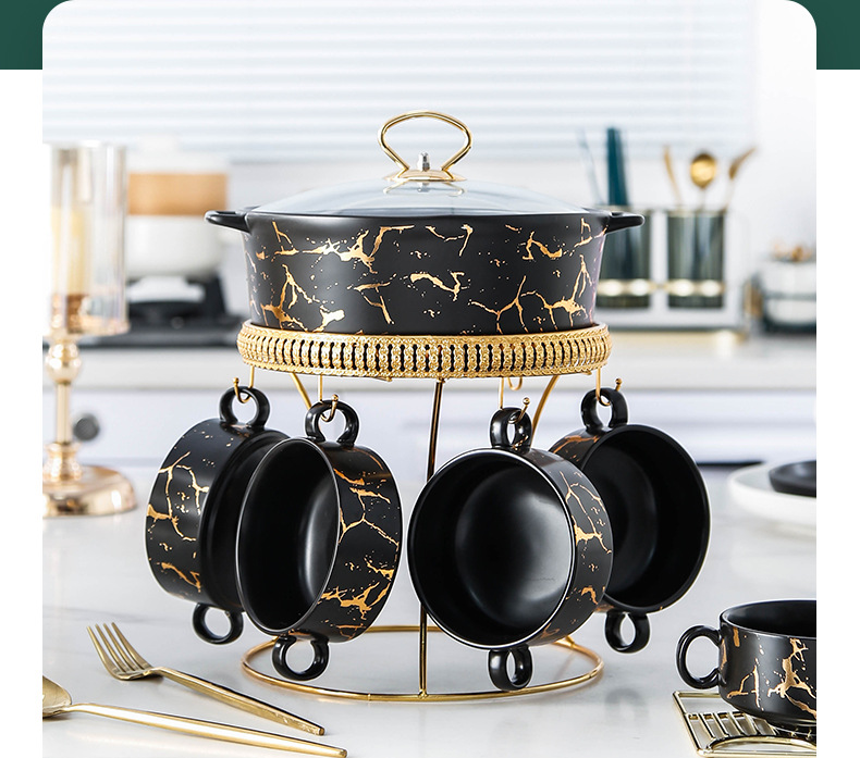 大理石汤锅带小碗（铁架）_02