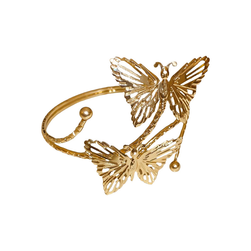 Pulsera de metal de mariposa de flor de personalidad europea y americana, estilo frío, pulsera de temperamento de alta calidad, brazalete de exageración de personalidad al por mayor