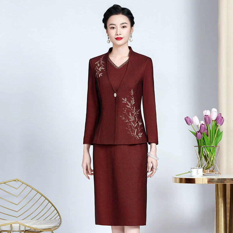 Spring autumn fashionable set for elderly, long-sleeve for mother, classic suit jacket, for middle age, wholesale
