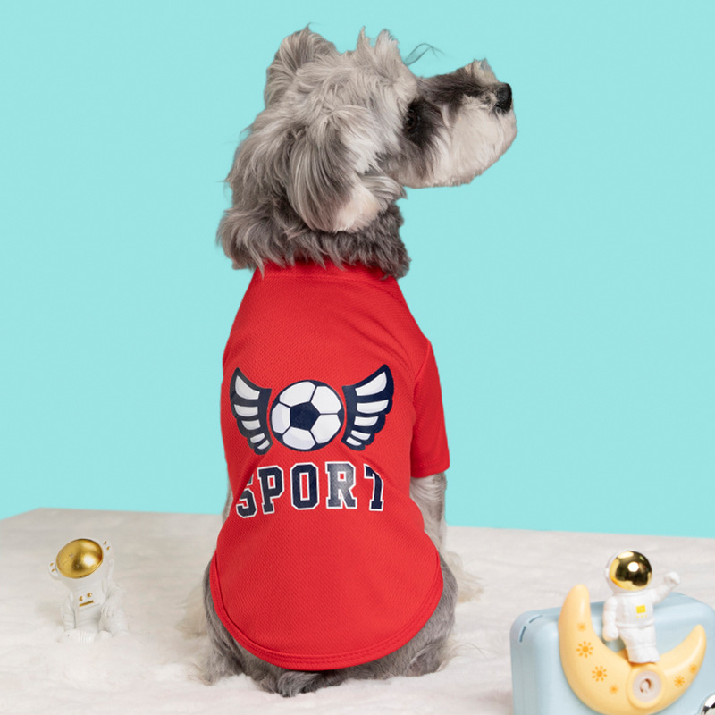 Primavera y verano nuevo estilo mascota gato perro ropa chaleco agujero camiseta transpirable pequeño y mediano peluche bichon perro ropa al por mayor