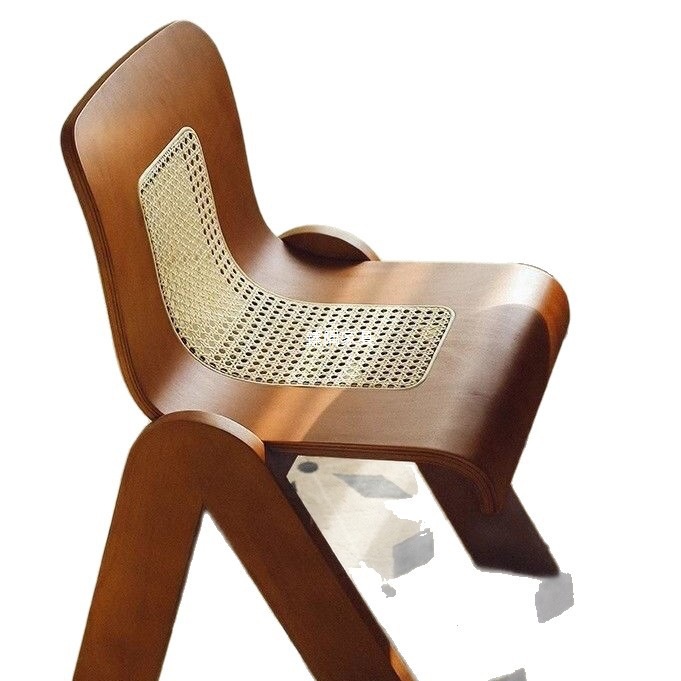 Diseñador medieval retro lujo ligero tela de caña dormitorio creativo de madera maciza silla de comedor nórdica estilo simple