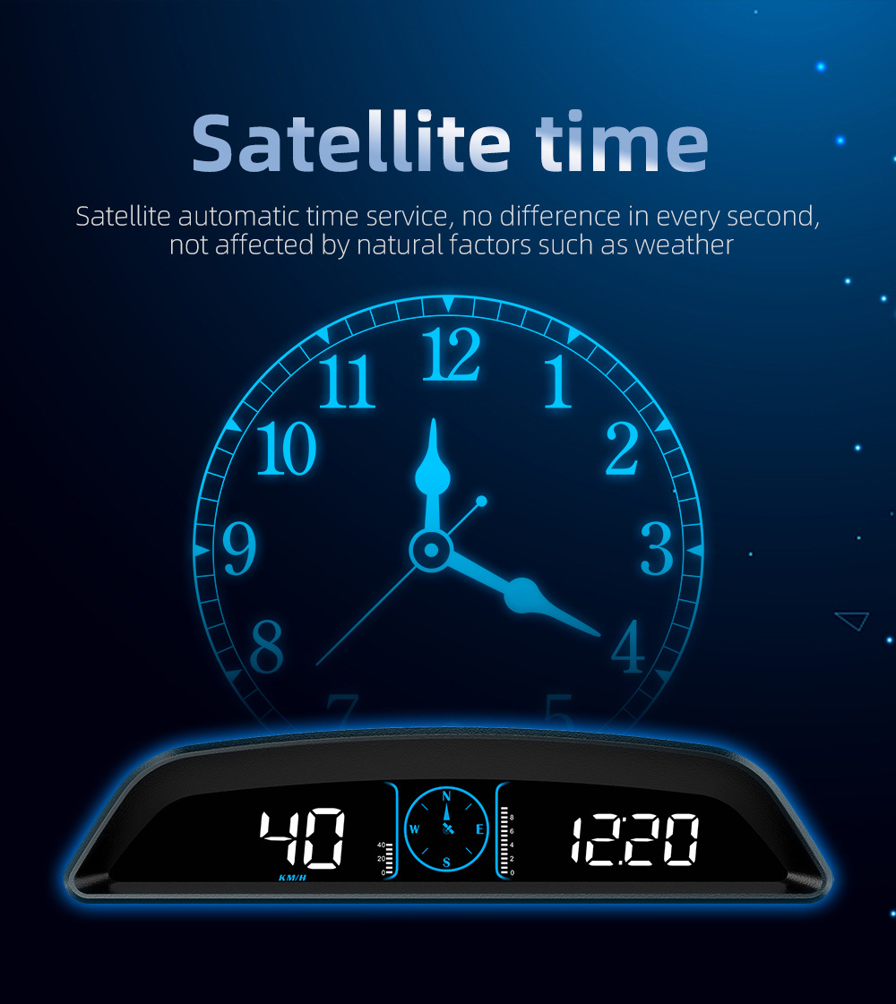 Car HUD Head-Up Display Dedicated GPS Tester Multifunctional Display Clock Smart Dashboard HD G3