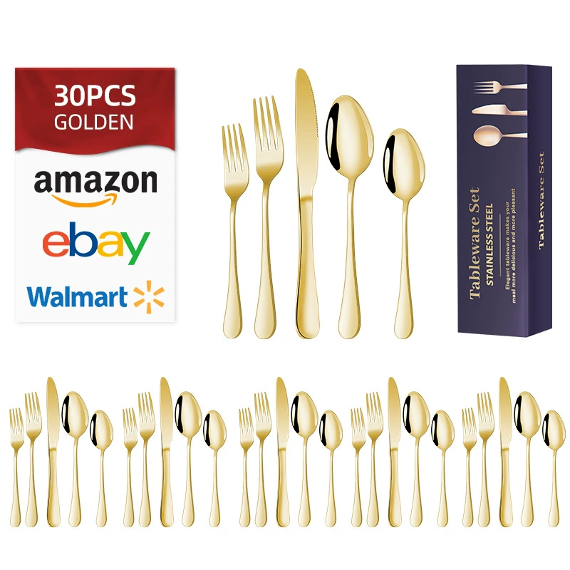 cutlery cross-border stainless steel utensils knife fork spoon hot-selling 30-piece Western dining steak knife 1010 utensil set