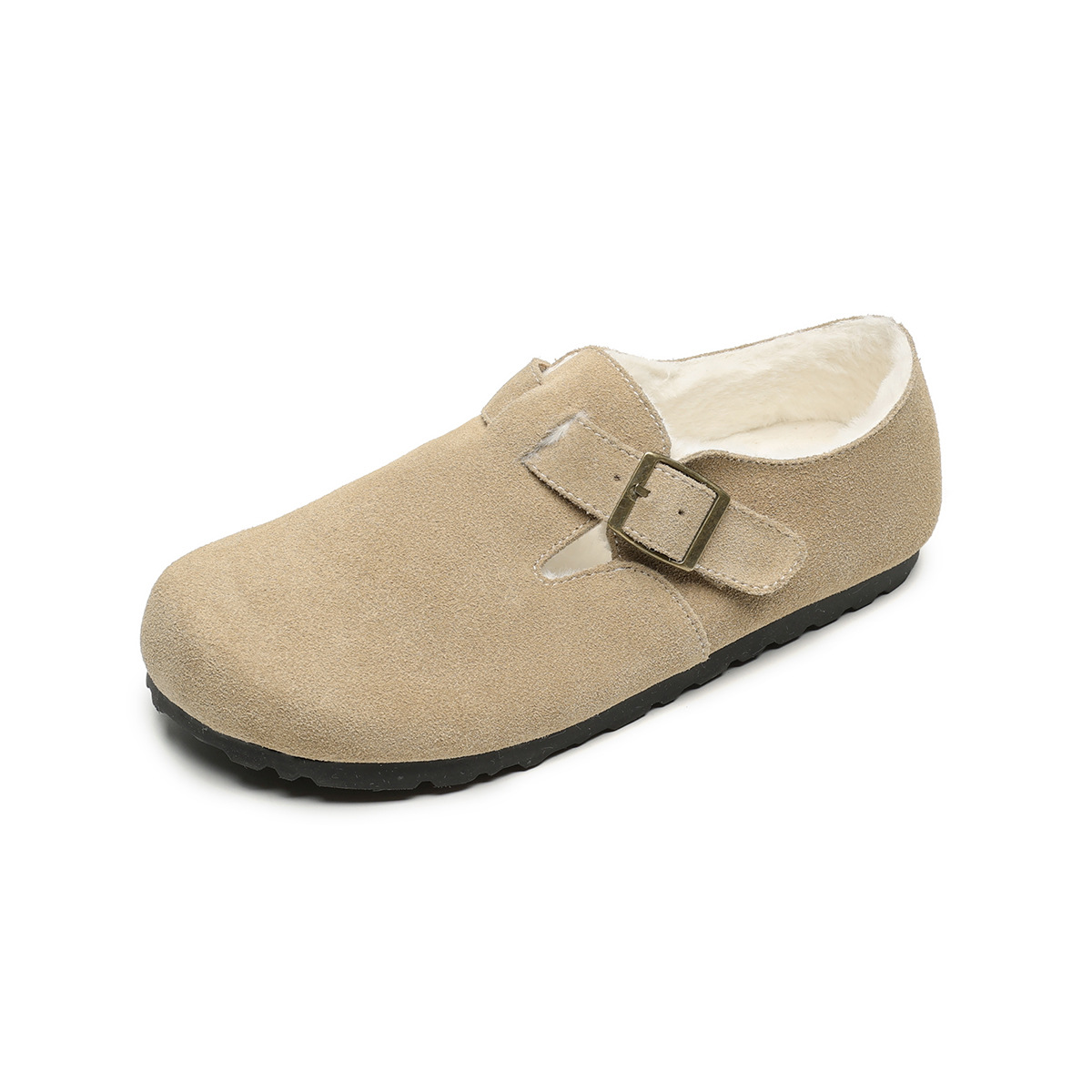 Versión de cuero de vaca ~ Bocken zapatos para mujeres 2025 nuevo aumento de altura un pedale de suela gruesa para usar zapatos de primavera y otoño medio calentamiento zapatillas