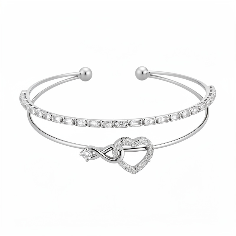 Zheng Zheng Shi amor pulsera de doble capa abierta pulsera de moda coreana exquisita pulsera versátil alta sensación de lujo ligero joyería al por mayor
