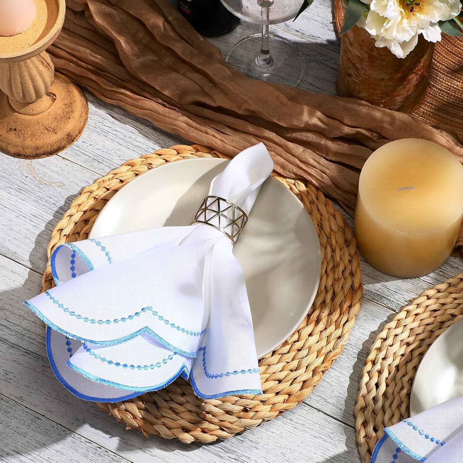 Hotel bordado almohadilla servillas almohadilla de aislamiento de tela ondulado restaurante occidental fiestas transfronterizas fabricantes de suministro amazónico