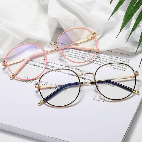 Korean Vintage Metal Eyeglass Frames, Metal Round Non-prescription Sunglasses, Blue Light Blocking Sunglasses, Fresh and Light Non-prescription Sunglasses