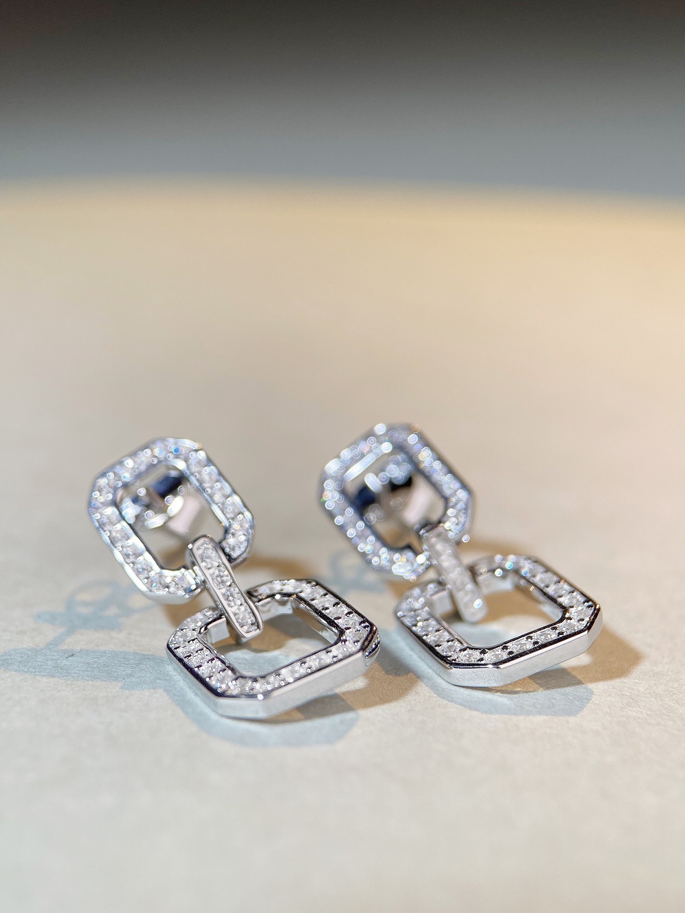 Simple Style Geometric Sterling Silver Inlay Zircon Drop Earrings 1 Pair