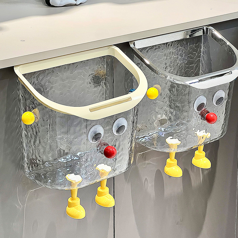 Water ripple wall hanging trash can transparent large capacity household kitchen living room bathroom pressure ring storage bucket wholesale