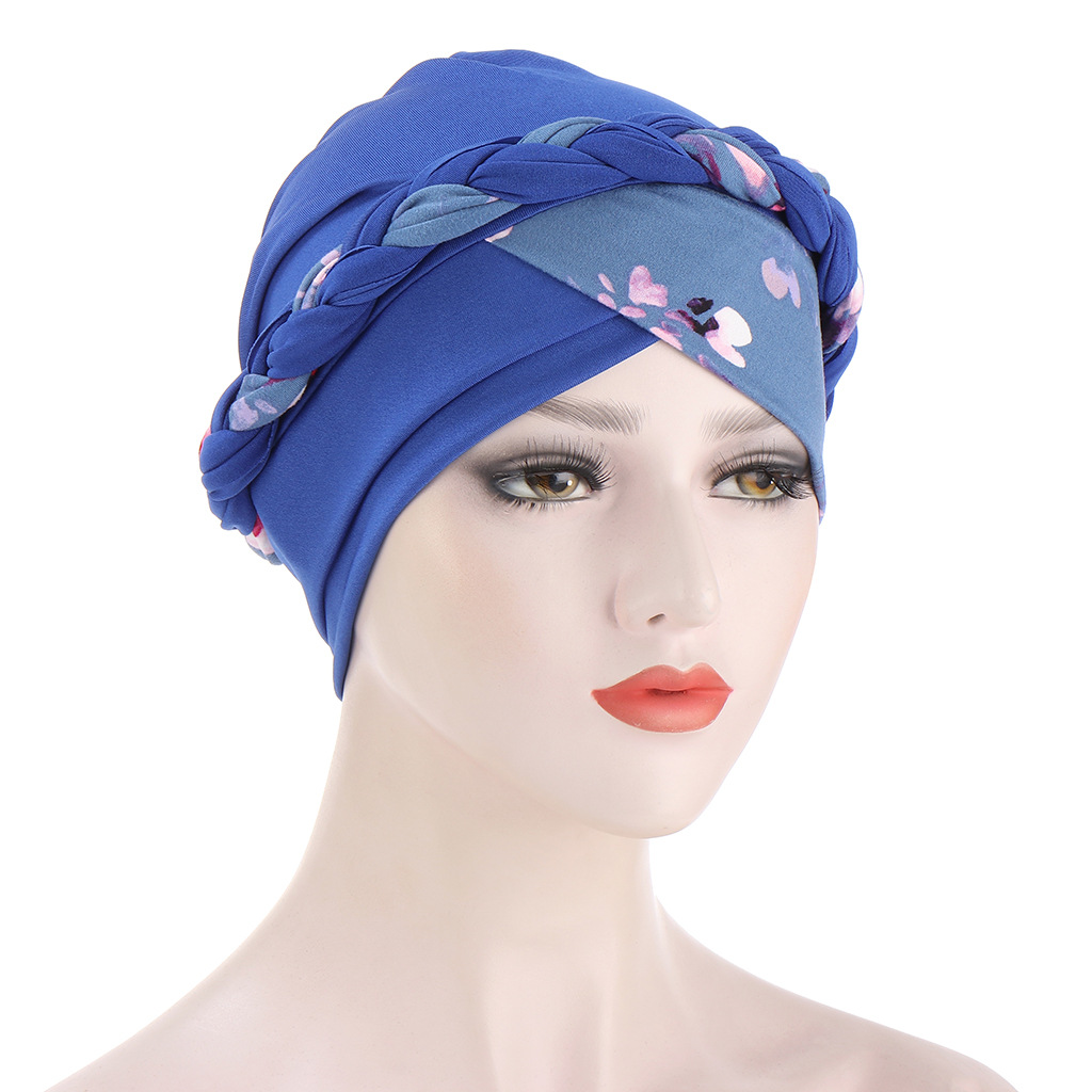 AliExpress 새로운 레오파드 무늬 패치 워크 짧은 머리띠 패션 편안한 터번 모자 이슬람 터번 모자