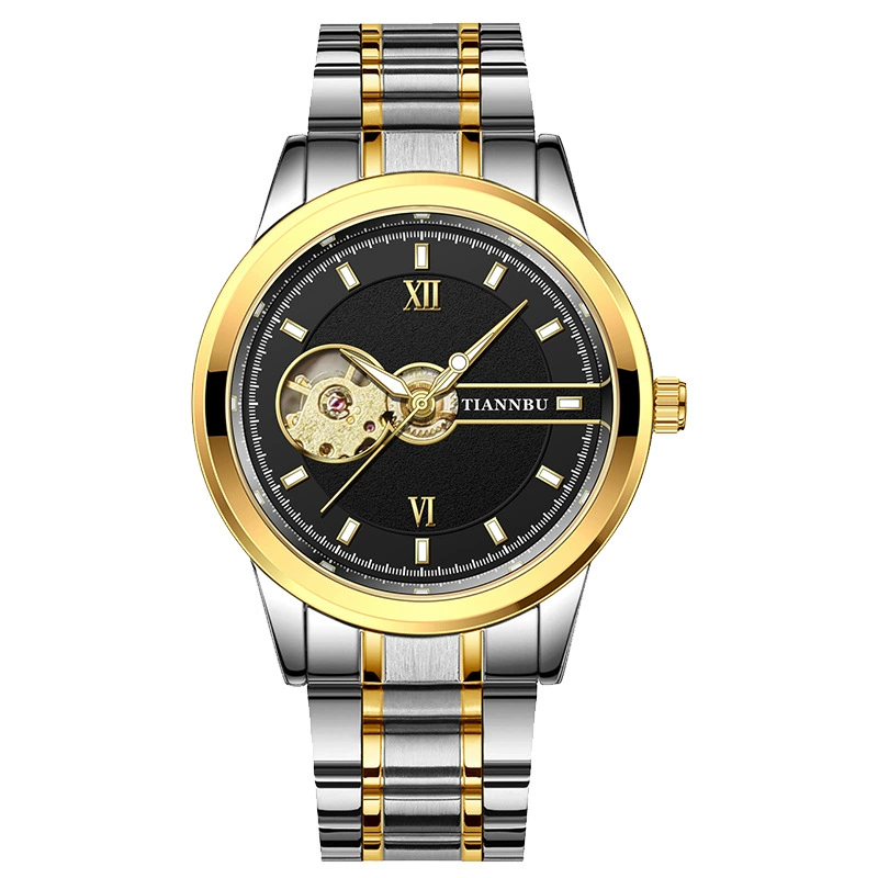Часы Tourbo Tourbillon для мужчин водонепроницаемые механические часы автоматические стальные полосы с полым приливом