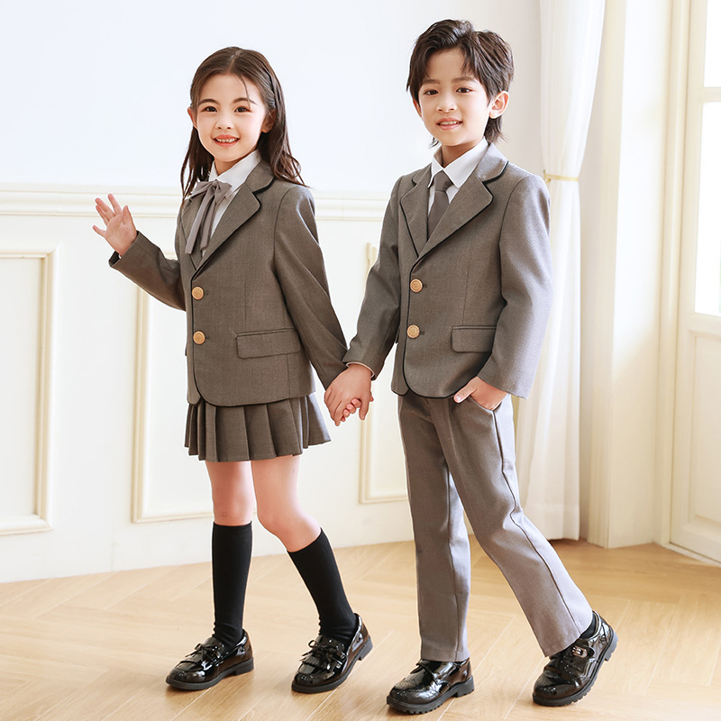 Uniforme escolar para niños, estilo universitario, chaqueta de traje de escuela primaria, vestido de estilo británico, uniforme de clase de jardín de infantes, traje gris