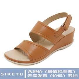 （售完不补）Q316-2欧美2026户外休闲金属简约坡跟海边沙滩凉鞋女