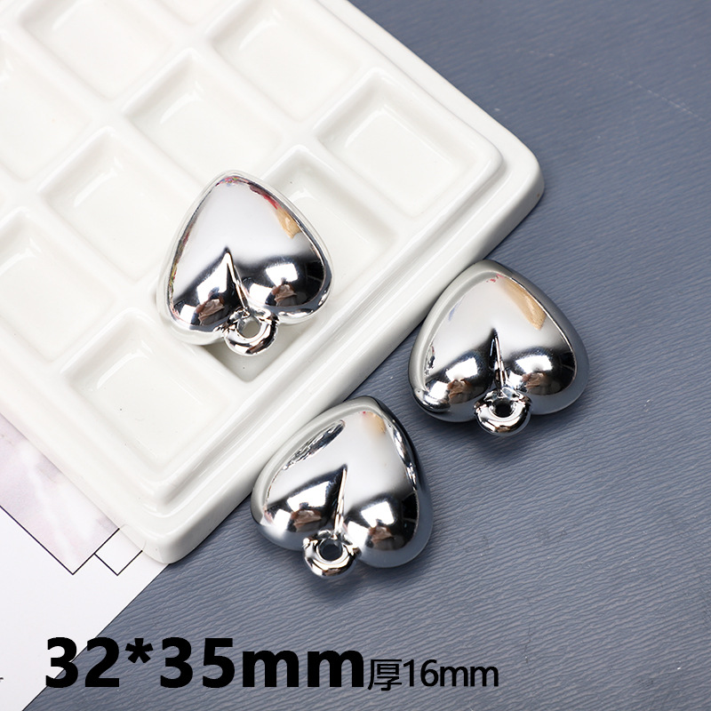 31 * 32mm acrílico brillante pintura galvanizado UV amor colgante pintura horneada colgante de corazón de melocotón brillante pendientes bolsas colgantes joyas