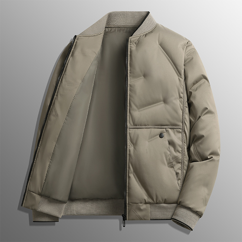 2026 New Men's Baseball Collar Cotton Jacket, Men's Autumn and Winter Fashion High-end Business Casual Thickened Baseball Jacket