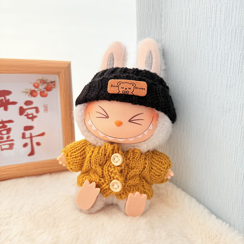 Solo ropa] Llavero de primera y segunda generación Labubu colgante de ropa Rabubu ropa de bebé suéter de punto traje de sombrero