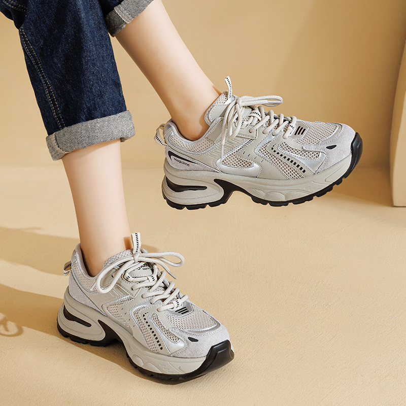 Zapatos Augusden de suela gruesa para mujer, estilo retro, deportivos, de malla, para correr, tendencia 2025, invierno.