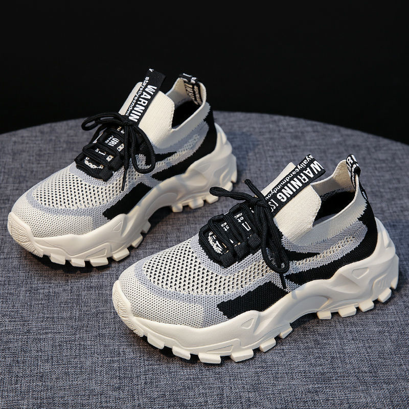 Summer 2023 New Ladies Daddy Shoes Breathable Flying Weaving Women's Shoes Simple and Comfortable Soft Soled Running Sneakers Children