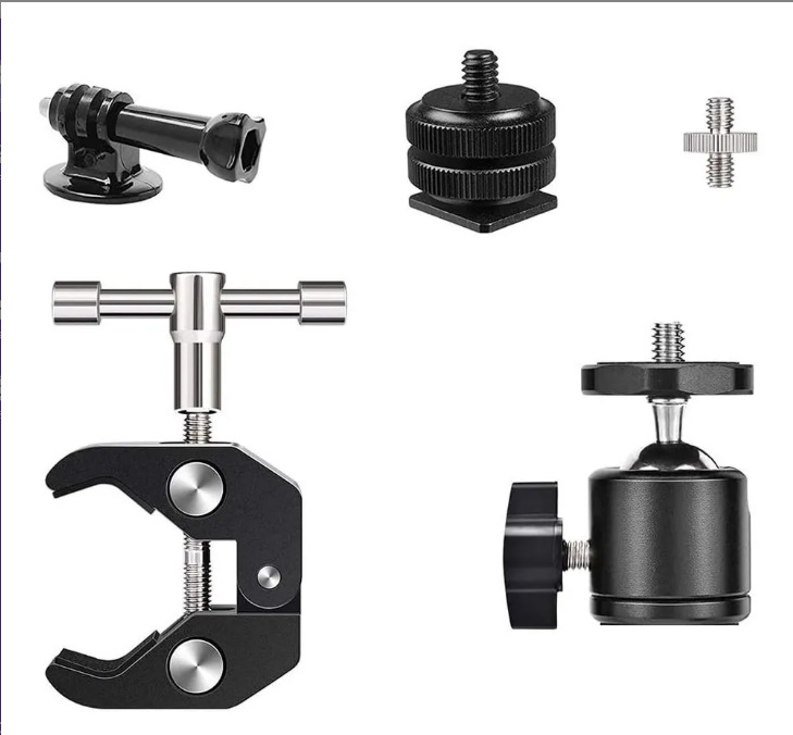 越境専用双頭強力カニ爪クランプ屋外手ぶれ補正オートバイ固定ブラケットスポーツカメラライディングブラケット