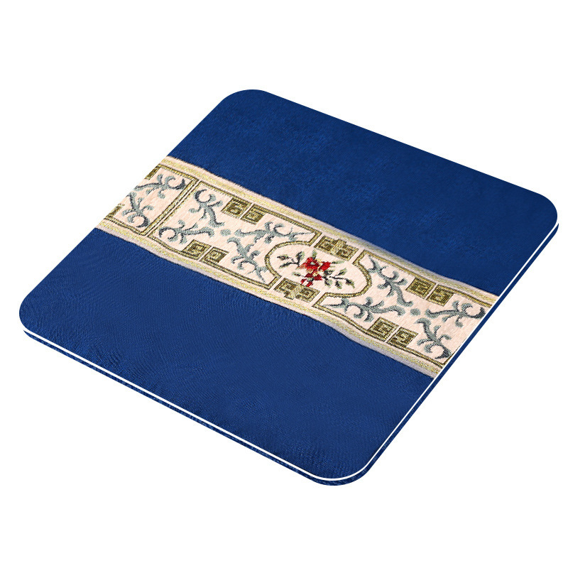 Blue cotton and linen moxa velvet cushion [non-heating style]