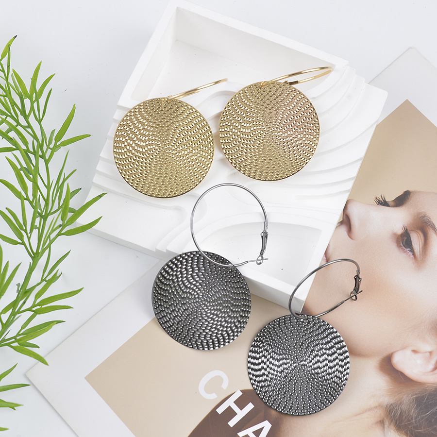 Elegante Retro Ohrstecker Rund Minimalistisch Persönlichkeitsstil_voghion.com