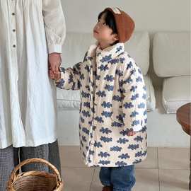 尖子蛋韩系童装2023冬季新款儿童棉服中长款复棉加厚外套棉衣棉袄