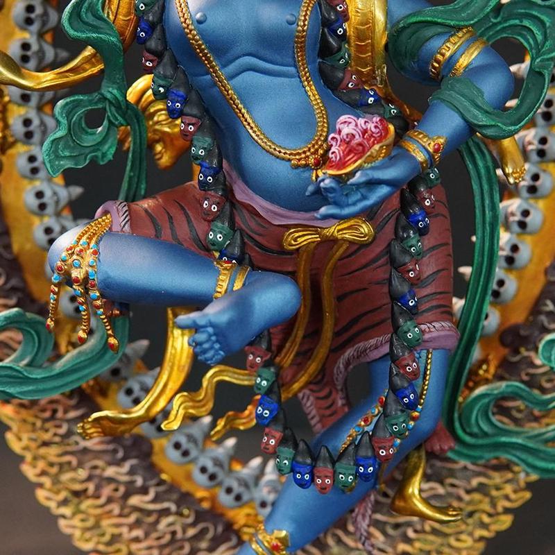 紫金蓮ネパールチベット工芸蔵伝密宗ネパール金獅子面仏母純銅手彫り|undefined