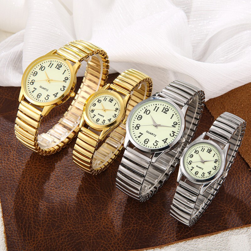 New couple watch elastic steel band luminous watch women's quartz watch men's watch pair watch manufacturers in stock wholesale New couple watch elastic steel band luminous watch women's quartz watch men's watch pair watch manufacturers in stock wholesale