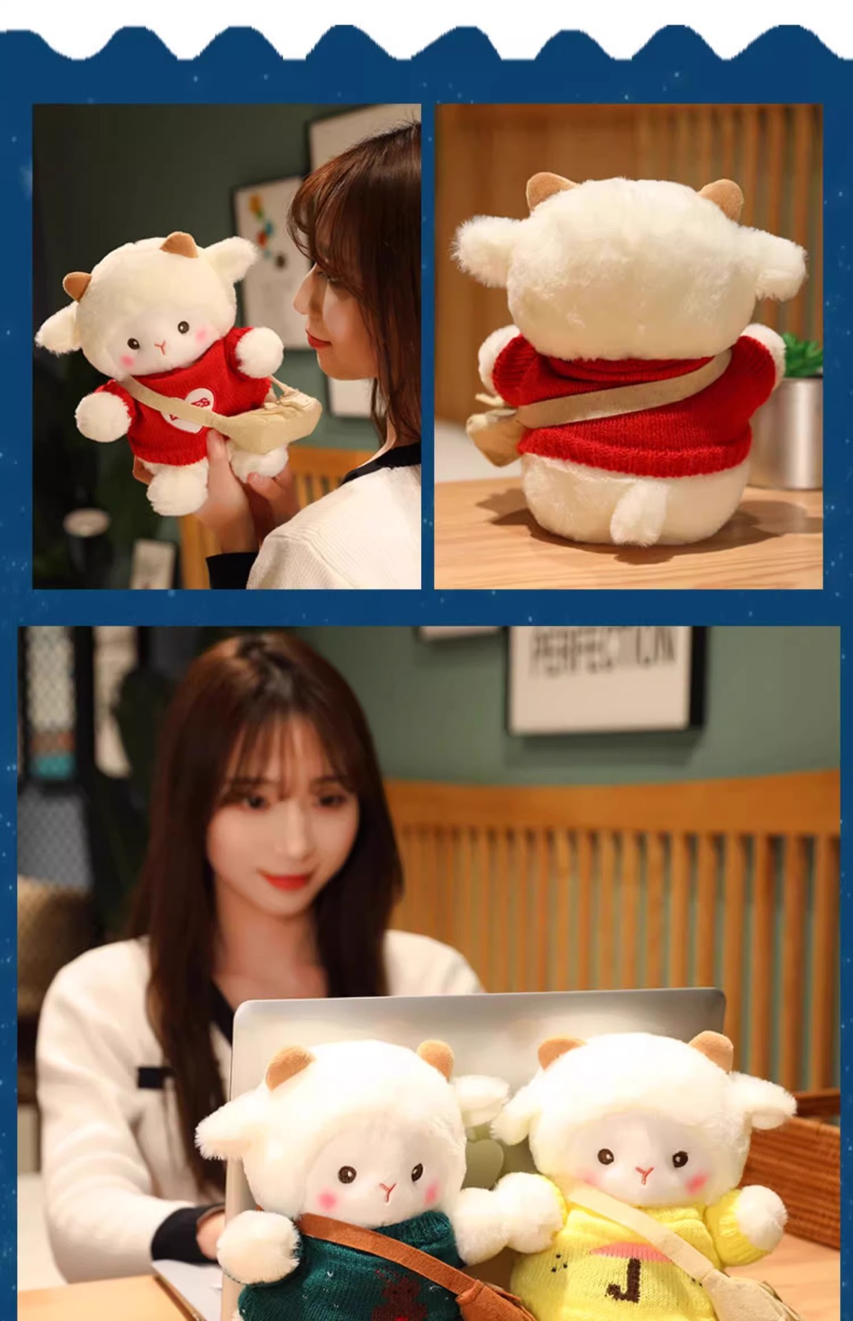 Poke Lamb Doll Stuffed Toy Little Sheep Pillow Rag Doll Valentine's Day Birthday Gift for Girls Mini