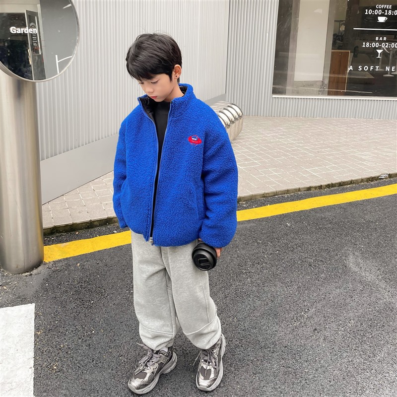 Chaqueta de algodón de doble cara de lana de cordero para niños 2024 Haimaojia otoño e invierno, nuevo abrigo de invierno elegante y grueso para niños