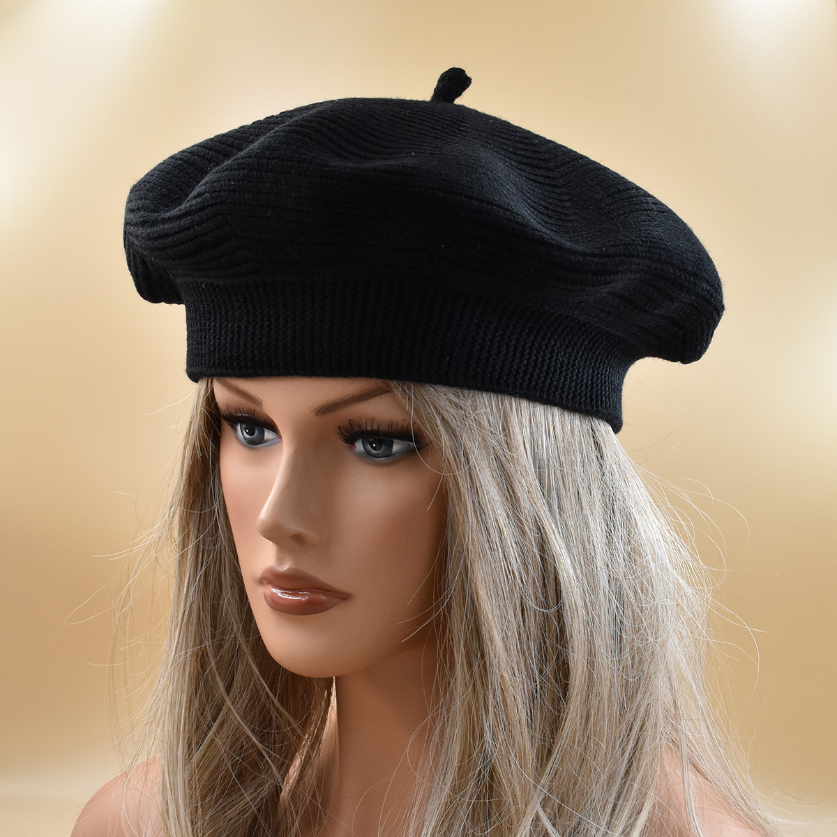 Unisex Fleece Strick Stretch Baskenmütze warme Beanie für Frauen_voghion.com