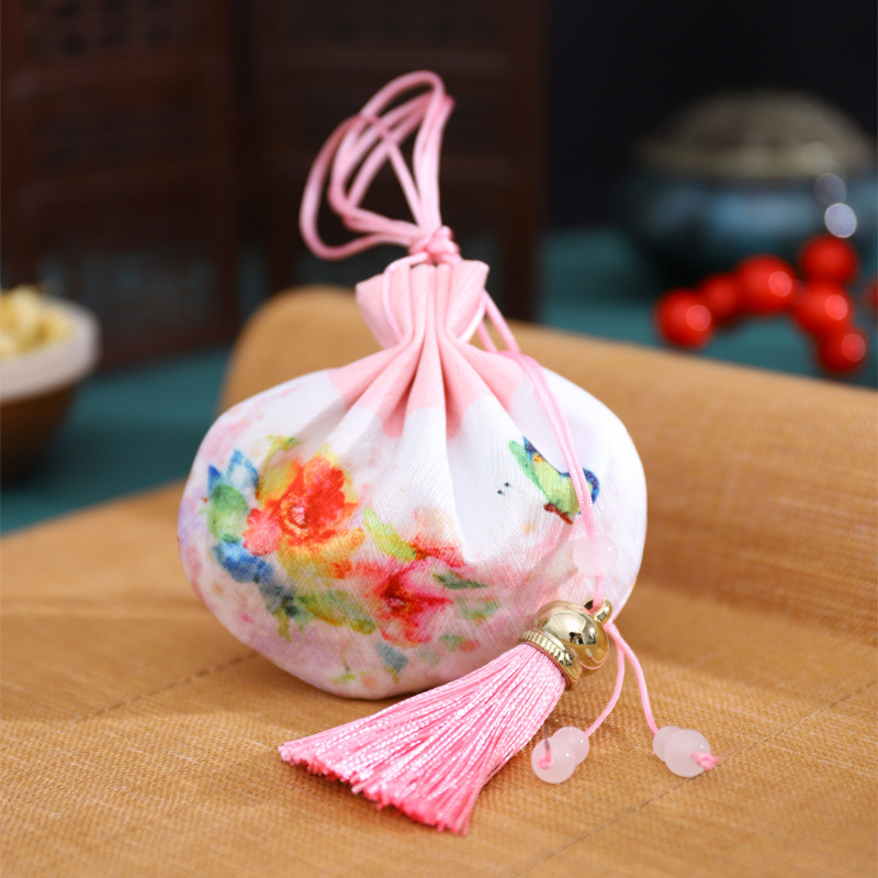 Dragon Boat Festival bolsita estilo antiguo bolsa de loto accesorios Hanfu adornos bolsa vacía embalaje Halter portátil coche colgando aromaterapia repelente de mosquitos