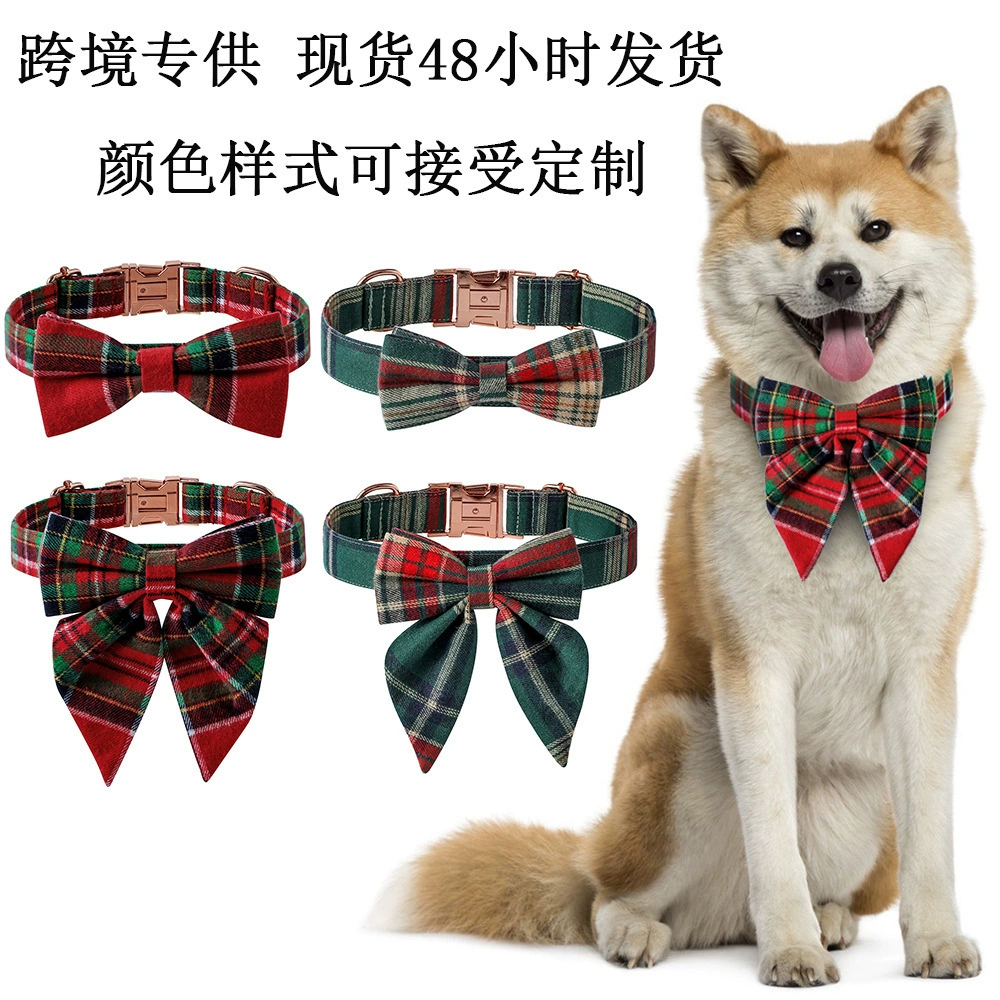 Производители спот трансграничные горячие продажи элитных домашних собак в британском стиле рождественский клетчатый воротник галстук-бабочка