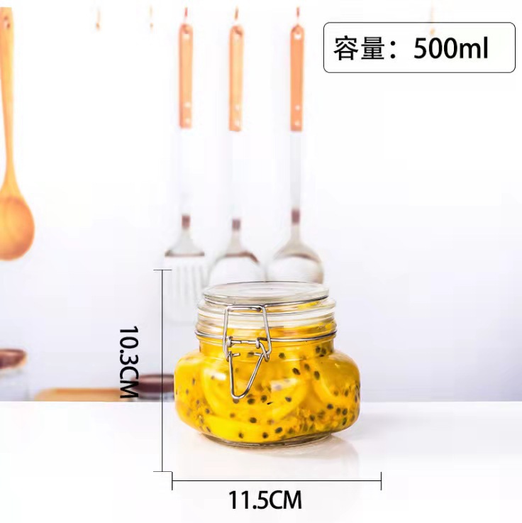 Tarro sellado de vidrio, encurtidos de alimentos, frasco de kimchi, botella de vino para el hogar, botella vacía de miel, tanque de almacenamiento pequeño