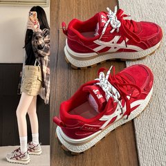 厚底运动鞋女2025秋季新款透气网面阿甘鞋增高防滑休闲户外女鞋