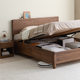 Chongjiang Furniture Solid Wooden Bed Box Bed North American Black Walnut Storage Bedroom Double Bed Nordic High Box 1.8 m