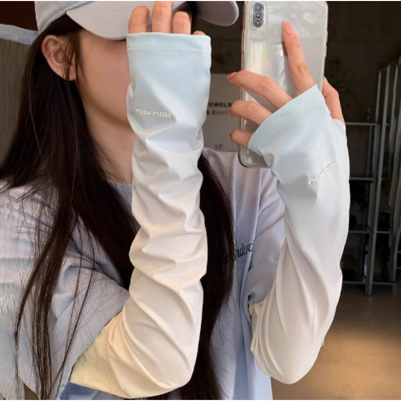 防晒冰丝袖套女夏季新款宽松透气防紫外线骑行开车护手臂冰袖|undefined
