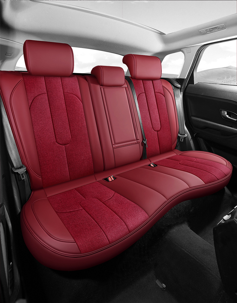 Car Seat Cover for Peugeot 308S 508L 2008 4008 5008, All-Season Leather and Linen Full Surround Seat Cover