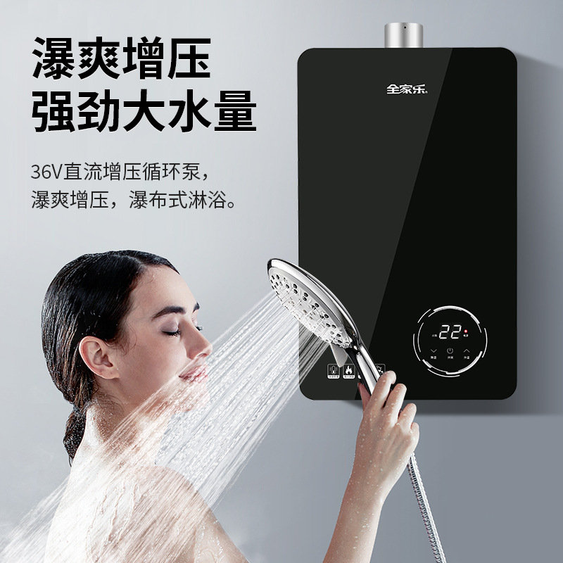 Factory wholesale household glass-panel constant-temperature forced-draft 12L natural gas, LPG, and city gas water heater