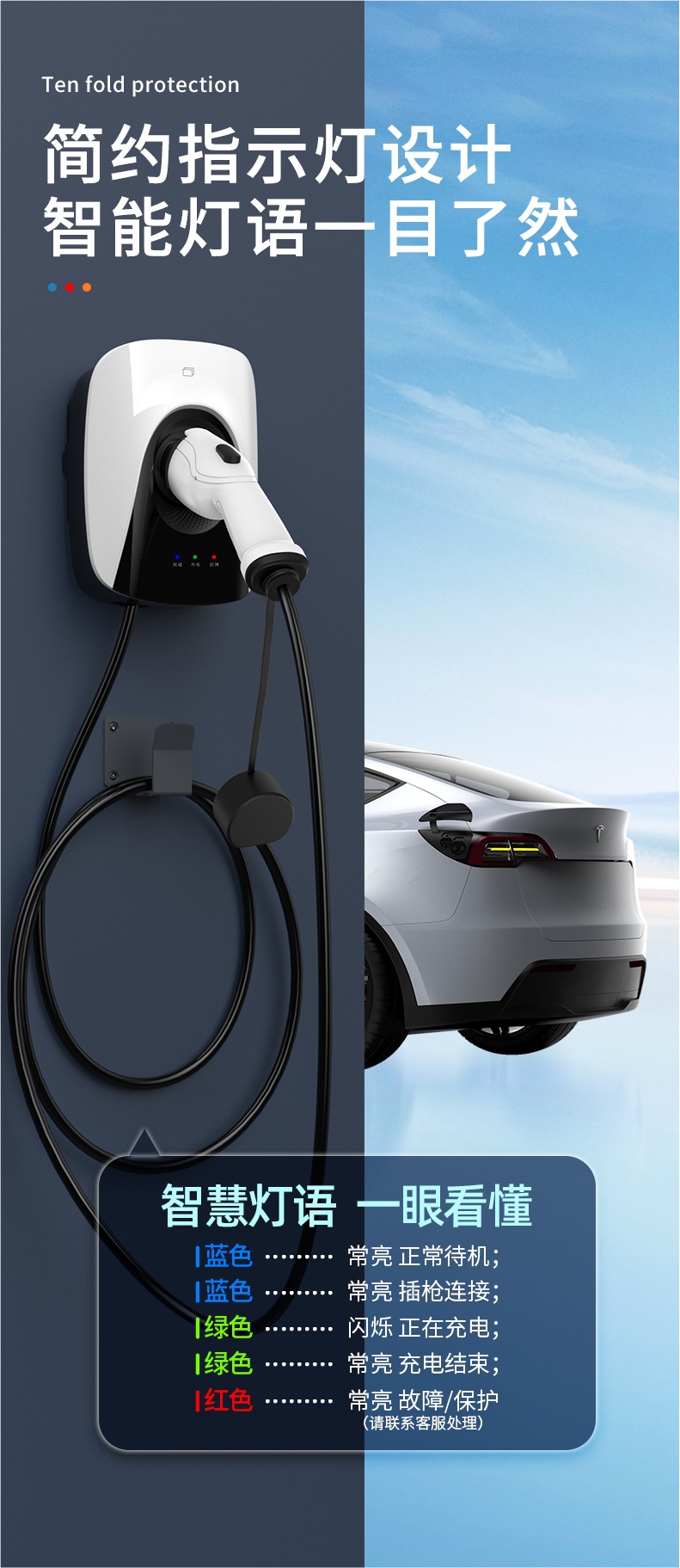New Energy Electric Vehicle Charging Pile for Home and Commercial Use 7Kw Fast Charging Tesla Byd Wuling Mini Universal