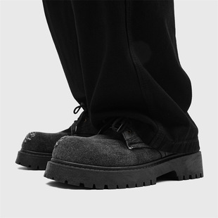 2025 New Men's Washed Denim Casual Large Leather Shoes Niche Low-Cut Height-Increasing Men's Shoes Dropshipping Z31
