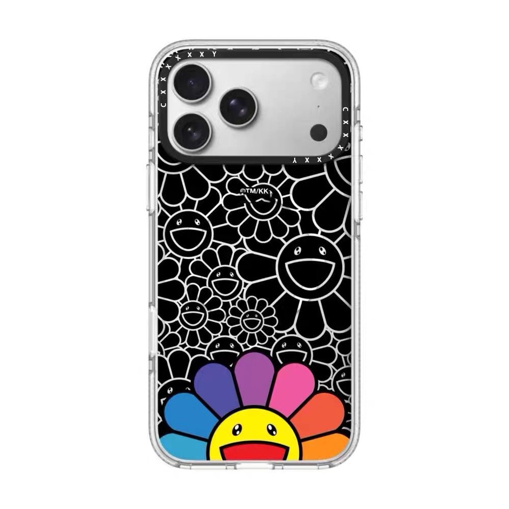 Rainbow-colored probe sunflower - transparent white frame