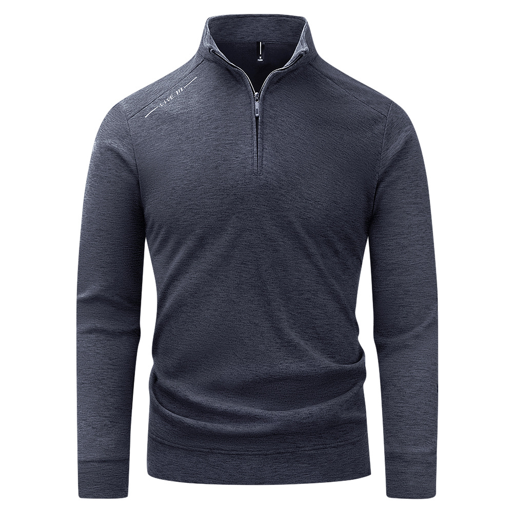 Outdoor Stand Collar Sports Fleece Fleece Fleece Clothes Men's Long-sleeved T-shirt Top Hiking Fleece Thickened Warm Autumn