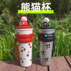 かわいい漫画ステンレス保温カップ学生高颜値氷覇カップ携帯車載ストローカップ家庭用水筒