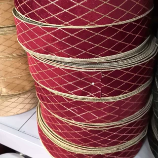 菱形圣诞织带6.3cm植绒丝带DIY手工蝴蝶结织带礼品包装铁丝网格带