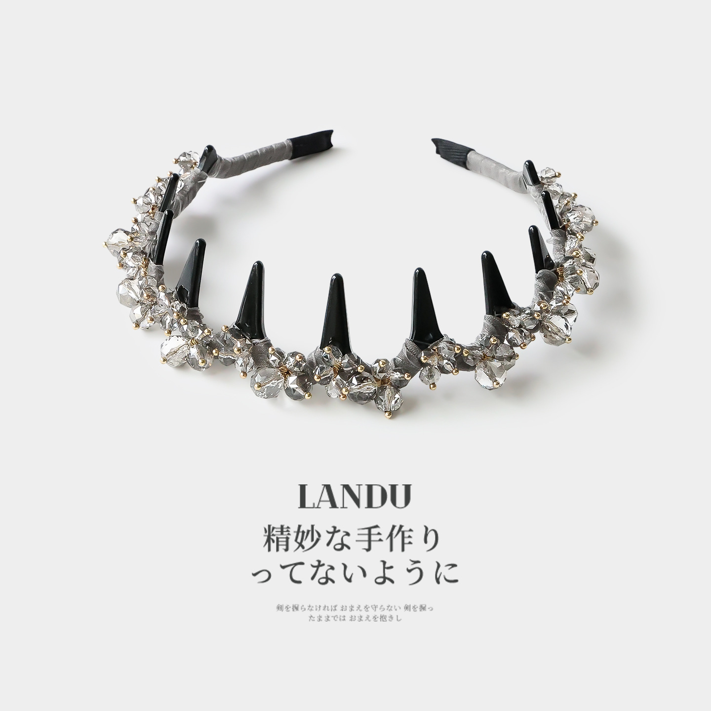 Gray heavy-duty crystal flower headband