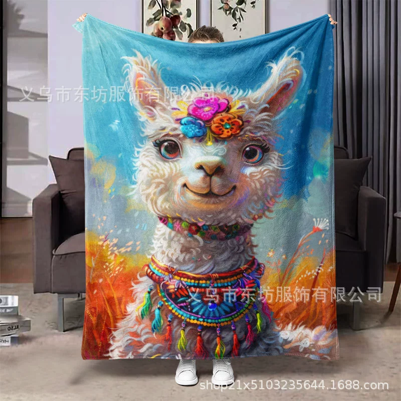 Мультяшная альпака милая и удобная теплая фланелевая шерсть одеяло ленивый домашний обязательный