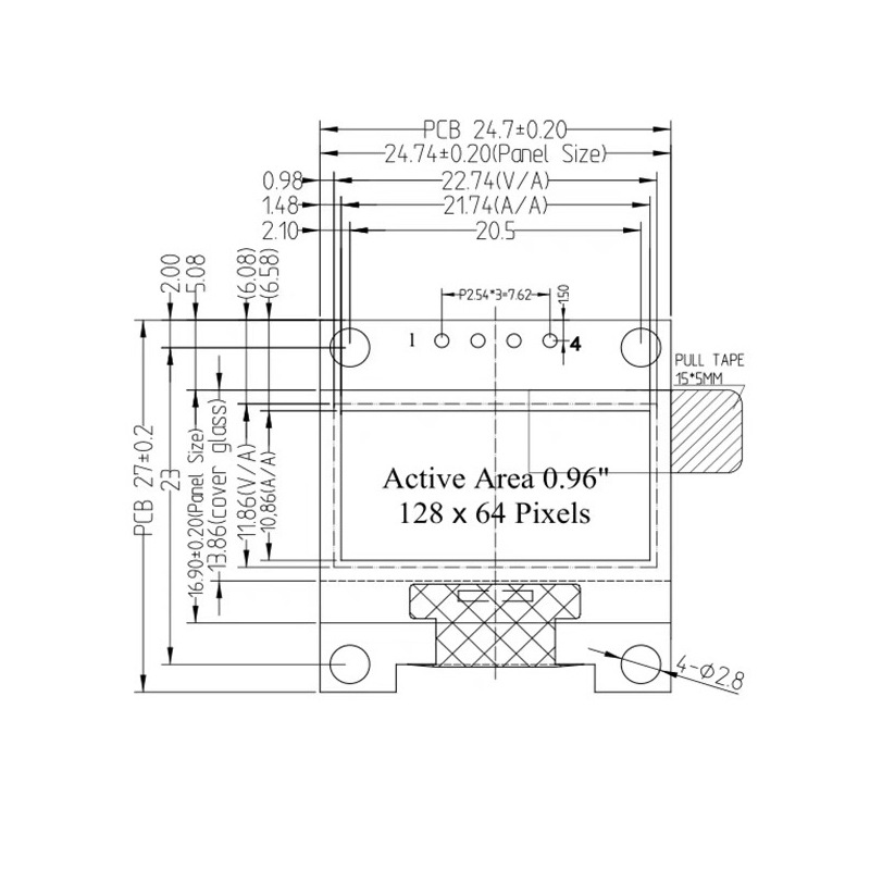椭圆窄边 0.96寸 IIC-15